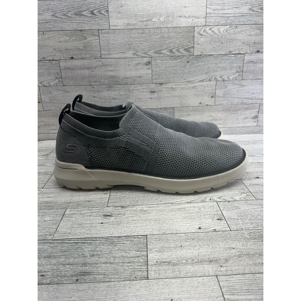 Skechers USA Men's Doveno-Oswyn Fly Rounded Toe Mesh‎ Slip On Gray Shoes Sz 10.5